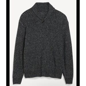 GAP | Men's 100% Cotton Heathered Gray Textured Knit Shawl Collar Sweater, M
